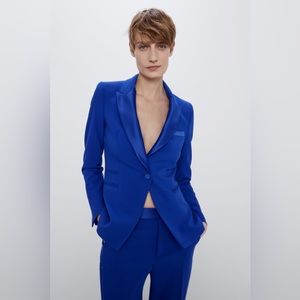 Zara Blue Tuxedo Pant Suit